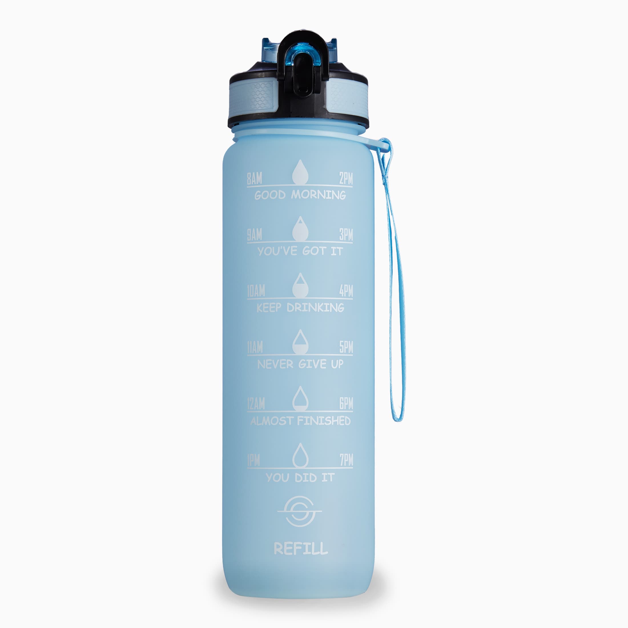 Vandflaske med tidsangivelse (1 liter) Blå Rund Plast 7,5cm x 7,5cm x 28cm - Blå - 7,5cm x 7,5cm x 28cm - Yara