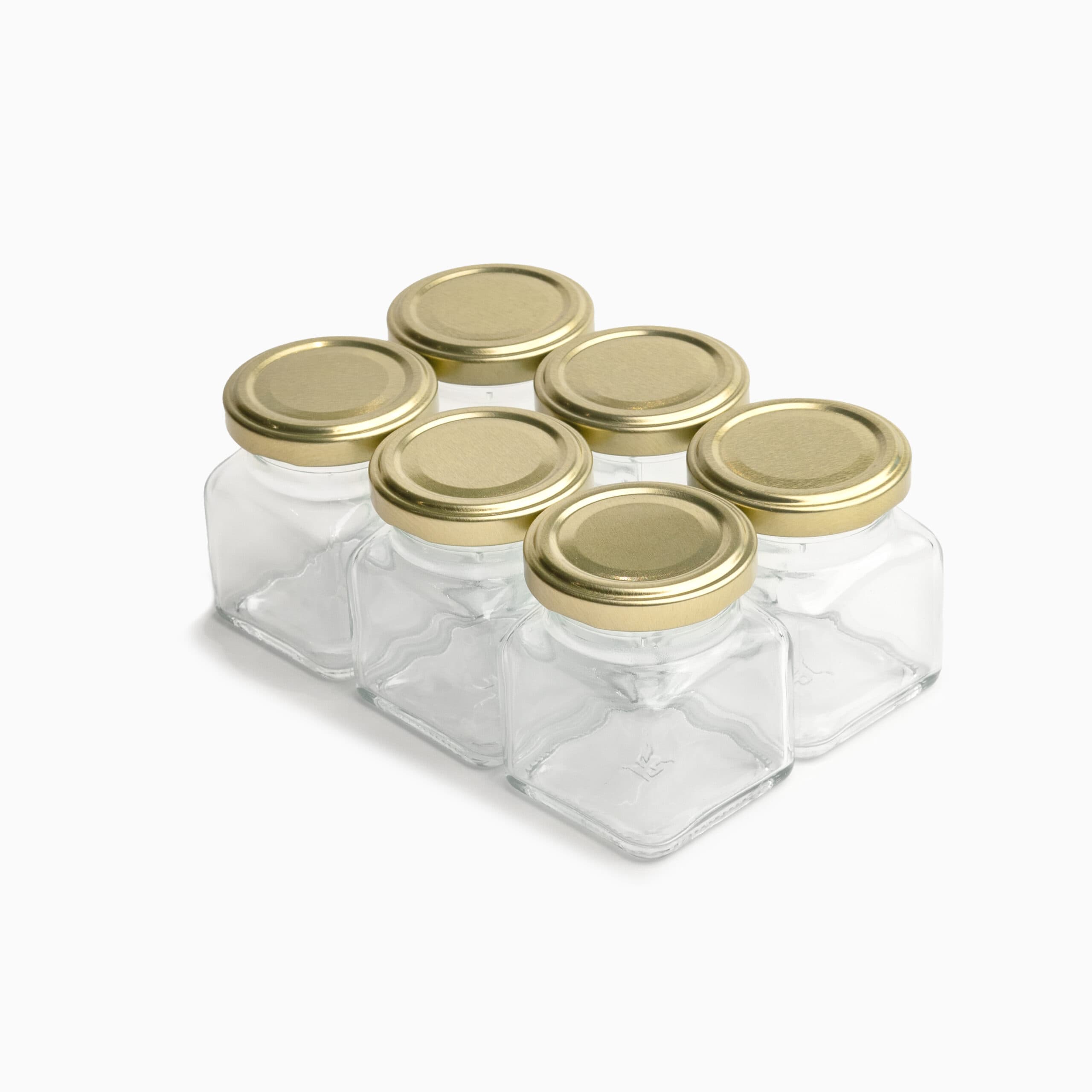 Små firkantede krydderiglas (sæt med 6 stk.) (Ny størrelse!) Guld Rektangulær Glas 5,6cm x 5,6cm x 7,3cm - Guld - 5,6cm x 5,6cm x 7,3cm - Helene