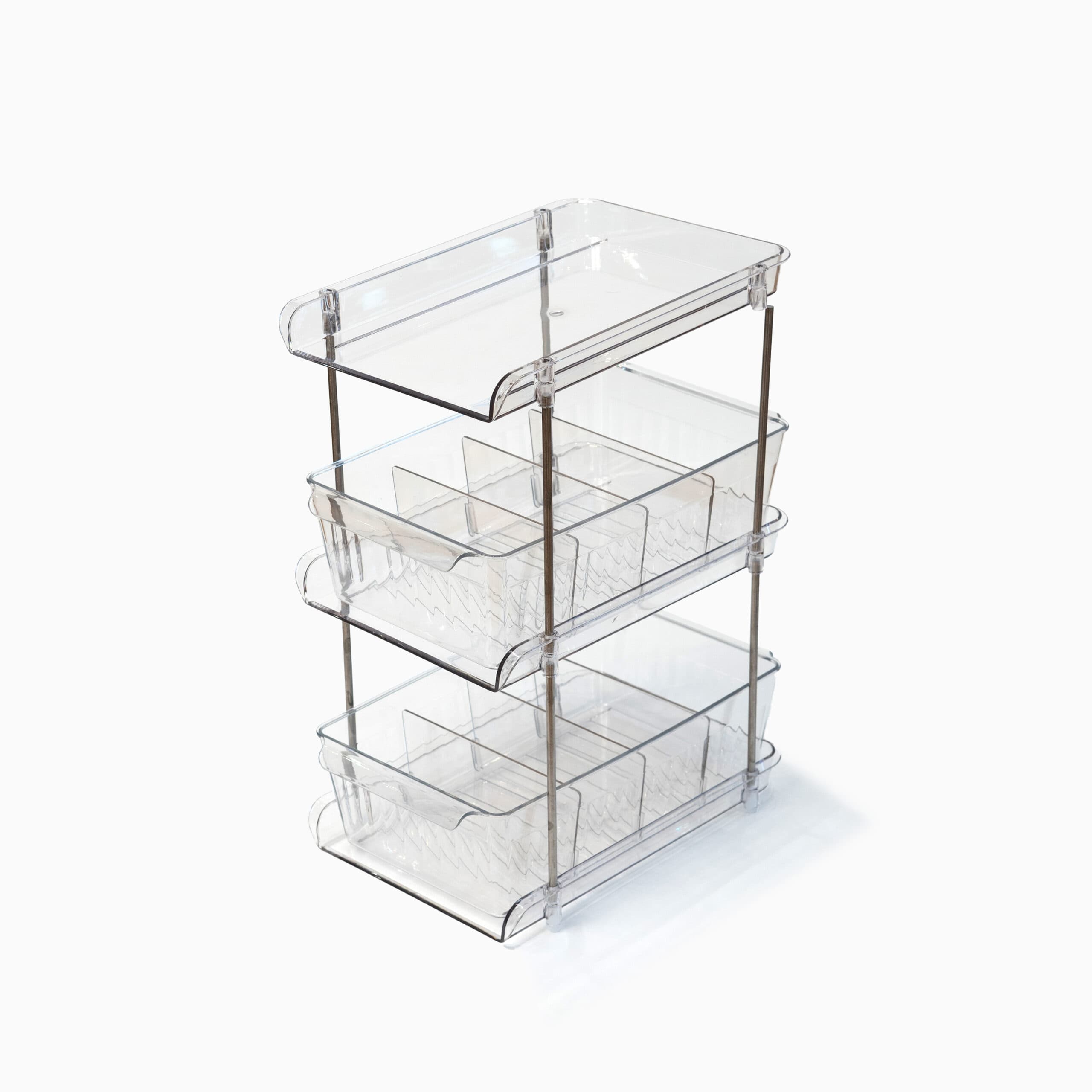 Reol med udtræksskuffer i plast - Transparent - 17,8cm x 24,3cm x 40cm - Amanda