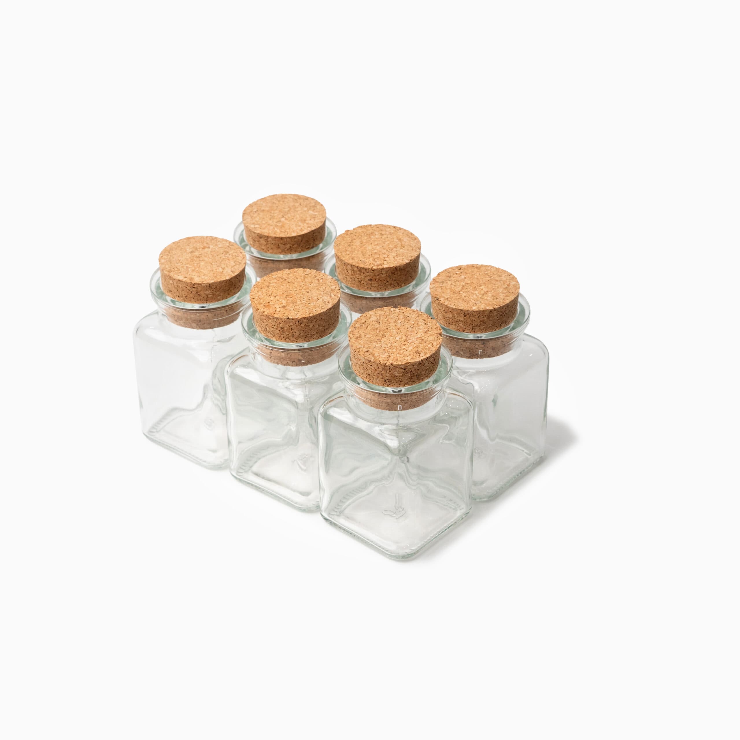 Krydderiglas med korklåg (sæt med 6 stk.) Transparent Kvadratisk Glas 5,8cm x 5,8cm x 8,8cm - Transparent - 5,8cm x 5,8cm x 8,8cm - Tinuke