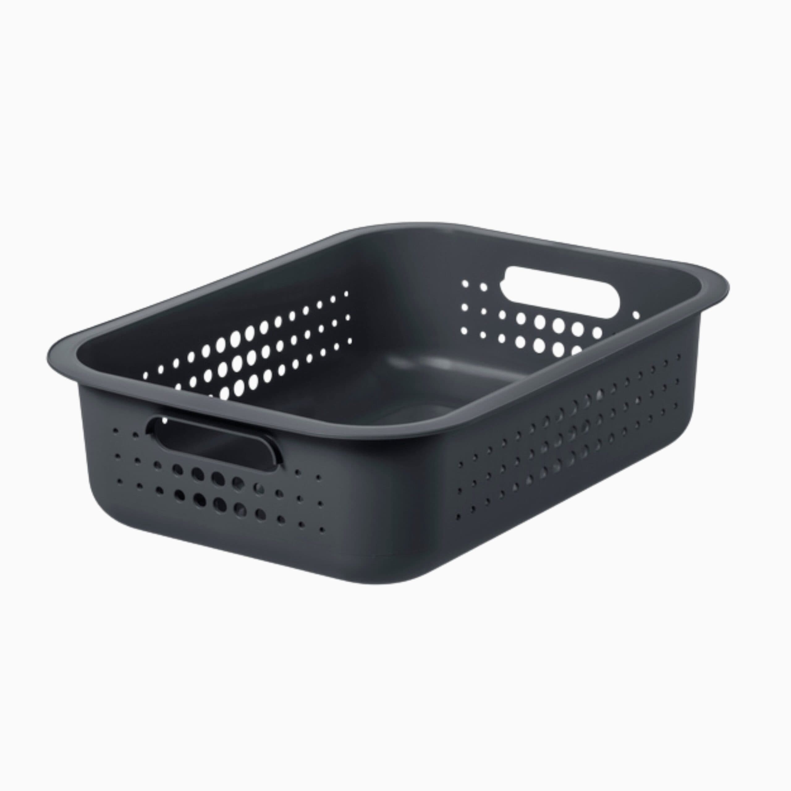 Opbevaringskurv Sort Rektangulær Plast 28cm x 37cm x 10cm - Sort - 28cm x 37cm x 10cm - Linea