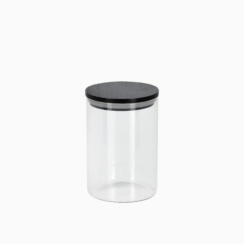 Opbevaringsglas med sort låg (flere størrelser) Transparent Rund Glas 8,5cm x 8,5cm x 13cm - Transparent - 8,5cm x 8,5cm x 13cm - Sigga