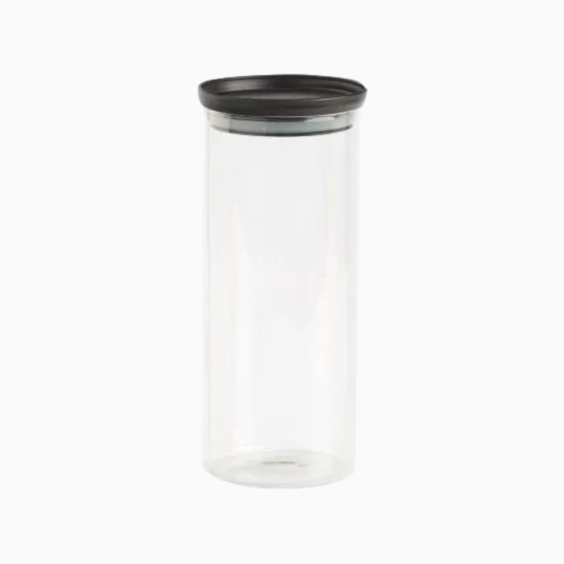 Stabelbart opbevaringsglas med låg af plast (5 størrelser) Sort Glas 10,3cm x 10,3cm x 23,6cm - Sort - 10,3cm x 10,3cm x 23,6cm - Eileen