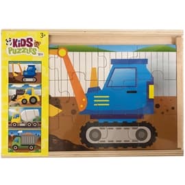 Toyrock Tr�puslespil 4 x 12 Brikker K�ret�jer