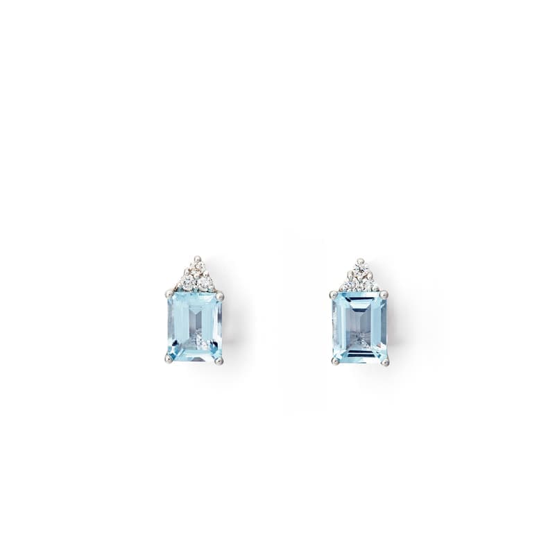 Aspinal of London Iris 18ct White Gold Aquamarine & Diamond Stud Earrings