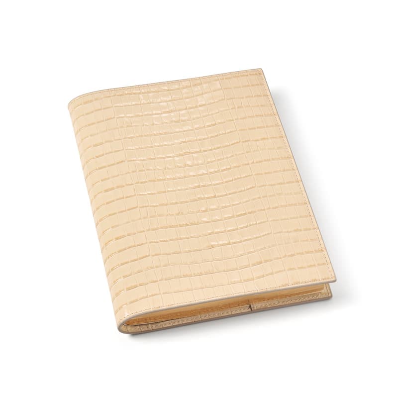 Aspinal of London A5 Refillable Luxury Journal in Deep Shine Buttermilk Small Croc