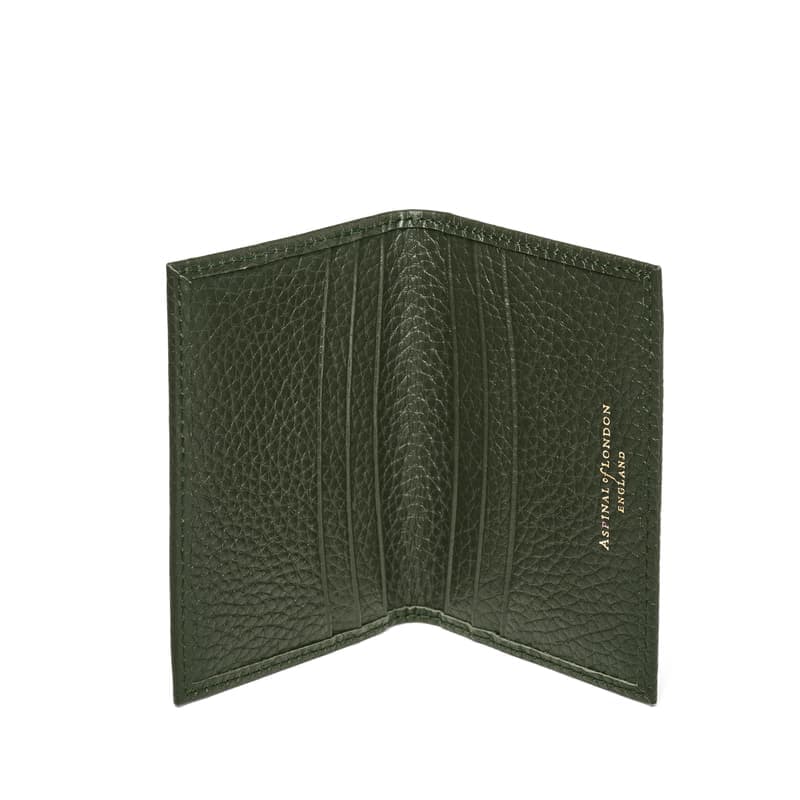 Aspinal of London Double Fold Credit Card Holder in Evergreen Pebble