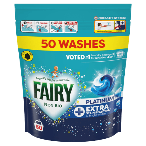 Fairy Non Bio Platinum Extra Stain Removal Vaskemiddelkapsler - 50 stk.