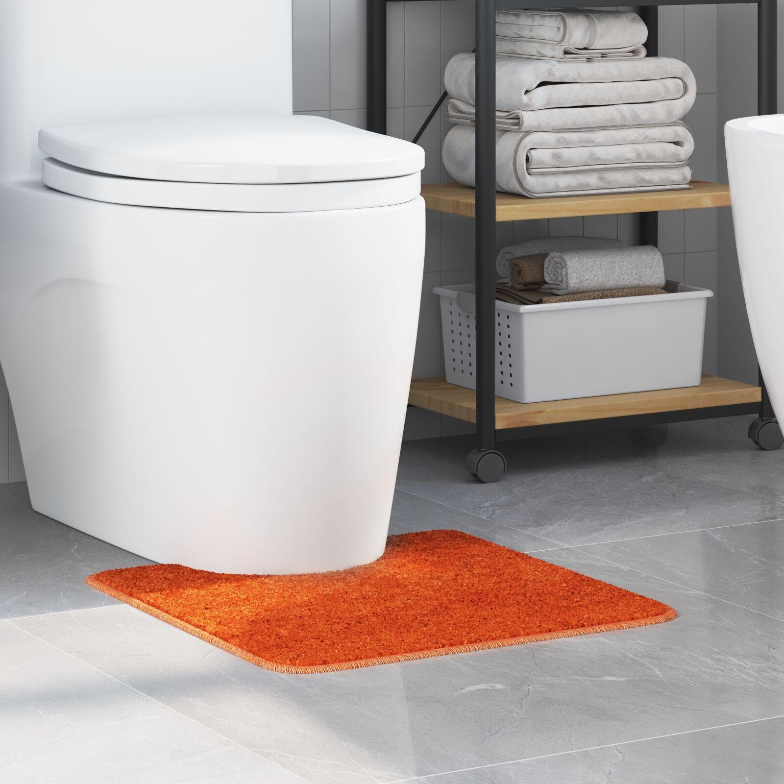 Skridsikker bademåtte med toiletudskæring - orange, 50 × 50 cm