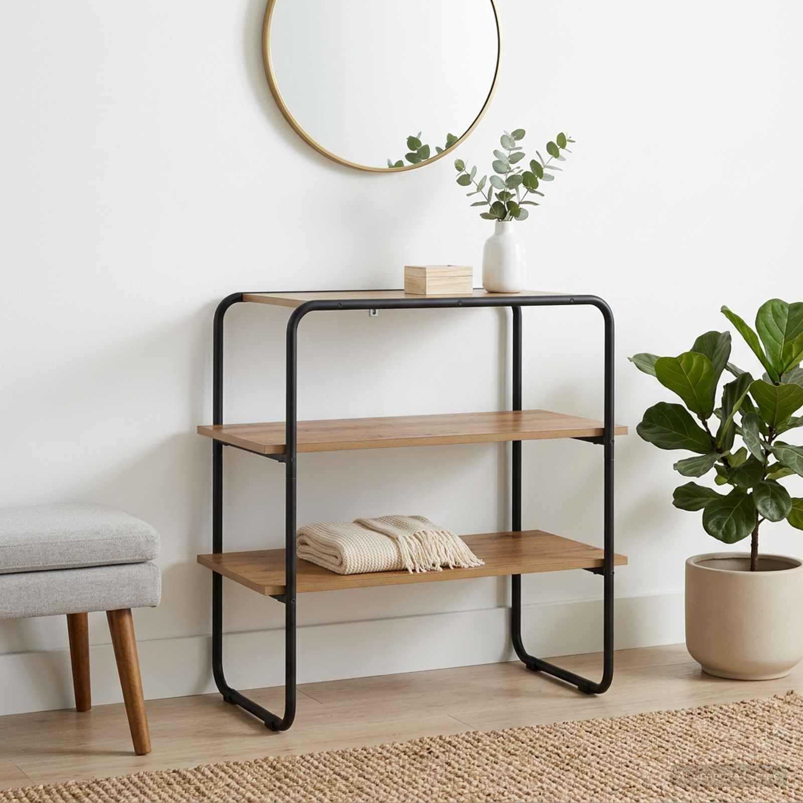 Konsolbord i artisan-eg 100 × 41 × 75 cm - konstrueret træ og stålramme