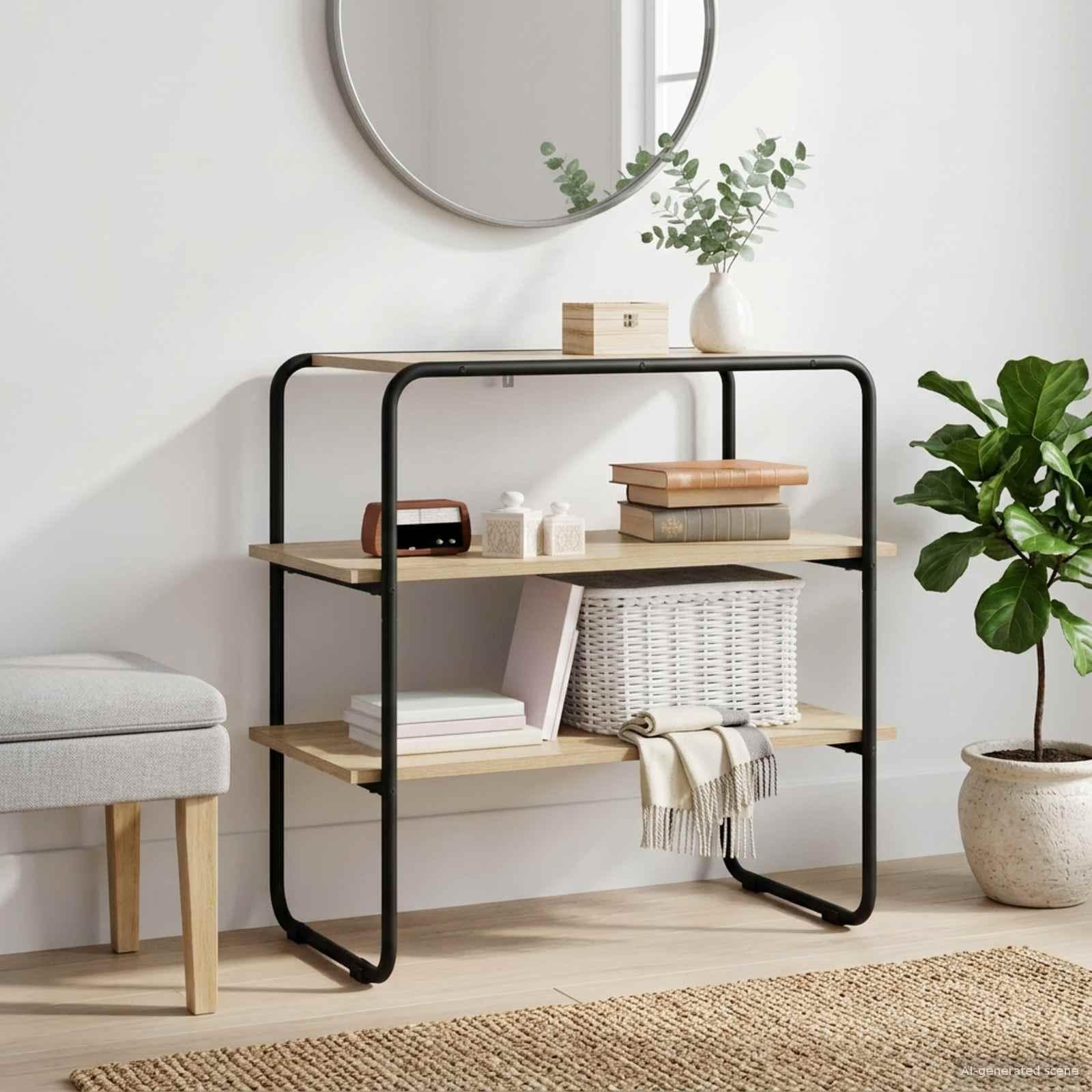 Konsolbord i sonoma-eg 100 × 41 × 75 cm - konstrueret træ og stålramme