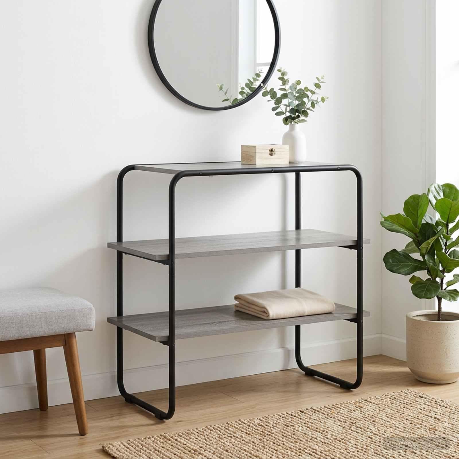 Konsolbord i grå sonoma 80 × 41 × 75 cm - konstrueret træ og stål