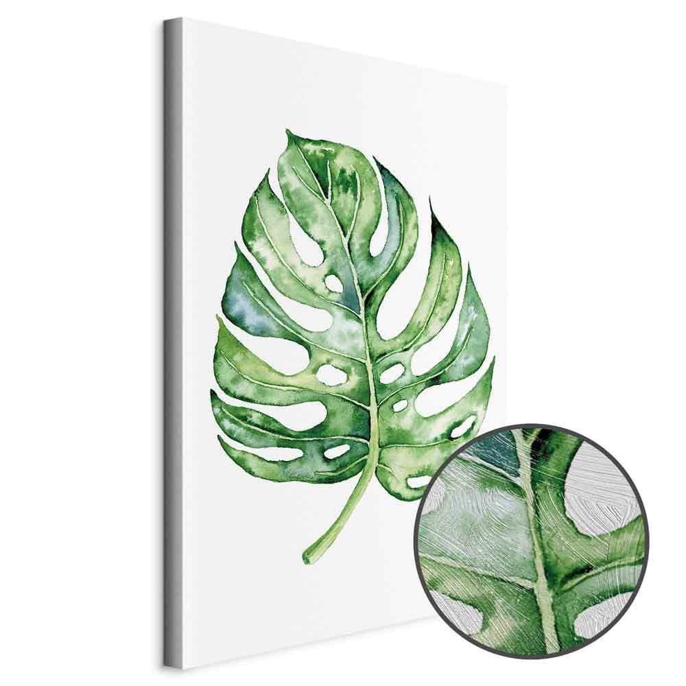 Lærredsbillede Akvarel Monstera lodret - 20 x 30 cm - Premium Print