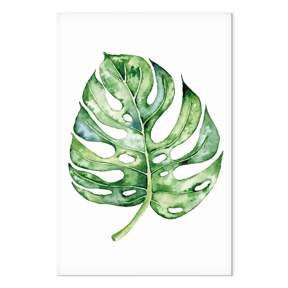 Lærredsbillede Akvarel Monstera lodret - 40 x 60 cm - På italiensk lærred