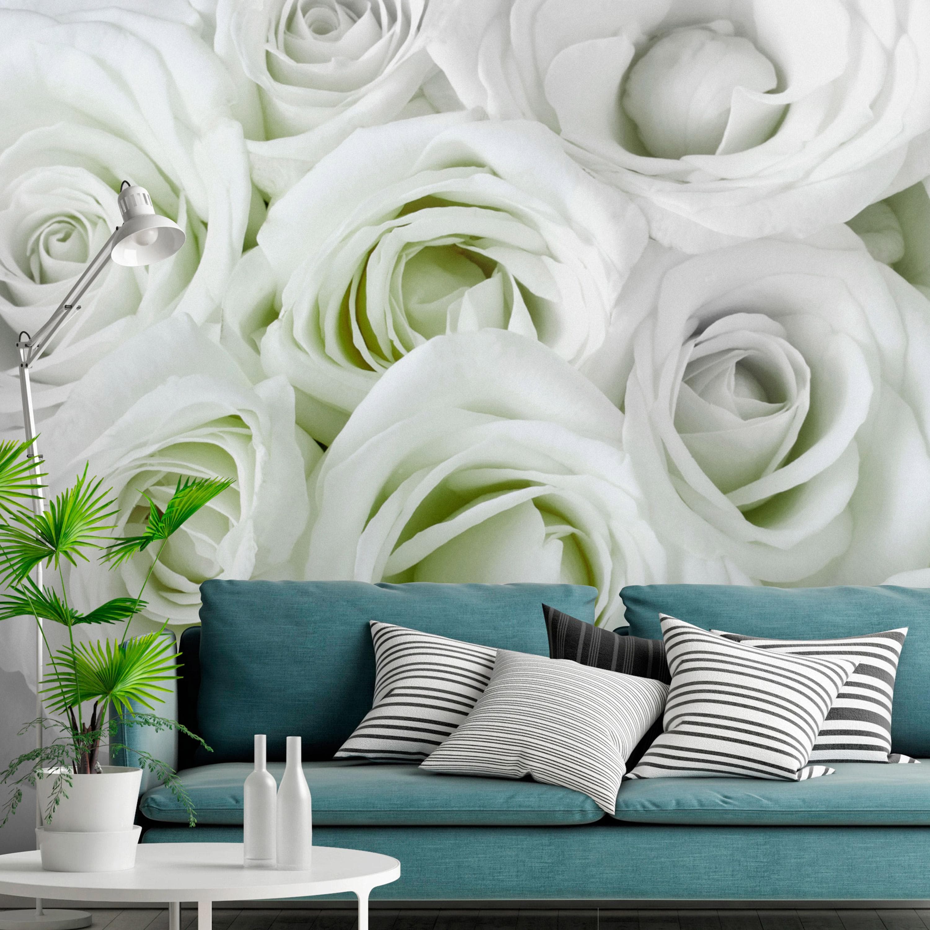 Fototapet - Satin Rose (Green) - 441 x 315 cm - Selvklæbende