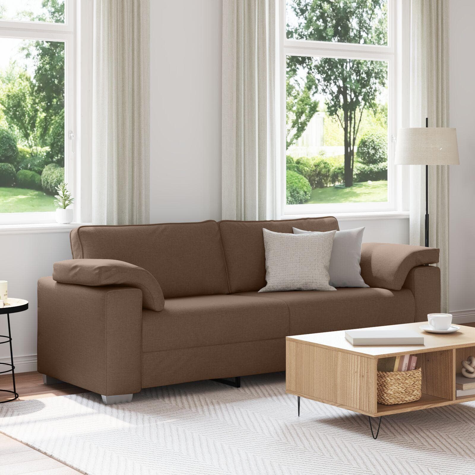 3-personers sofa i stof - brun, 220 cm