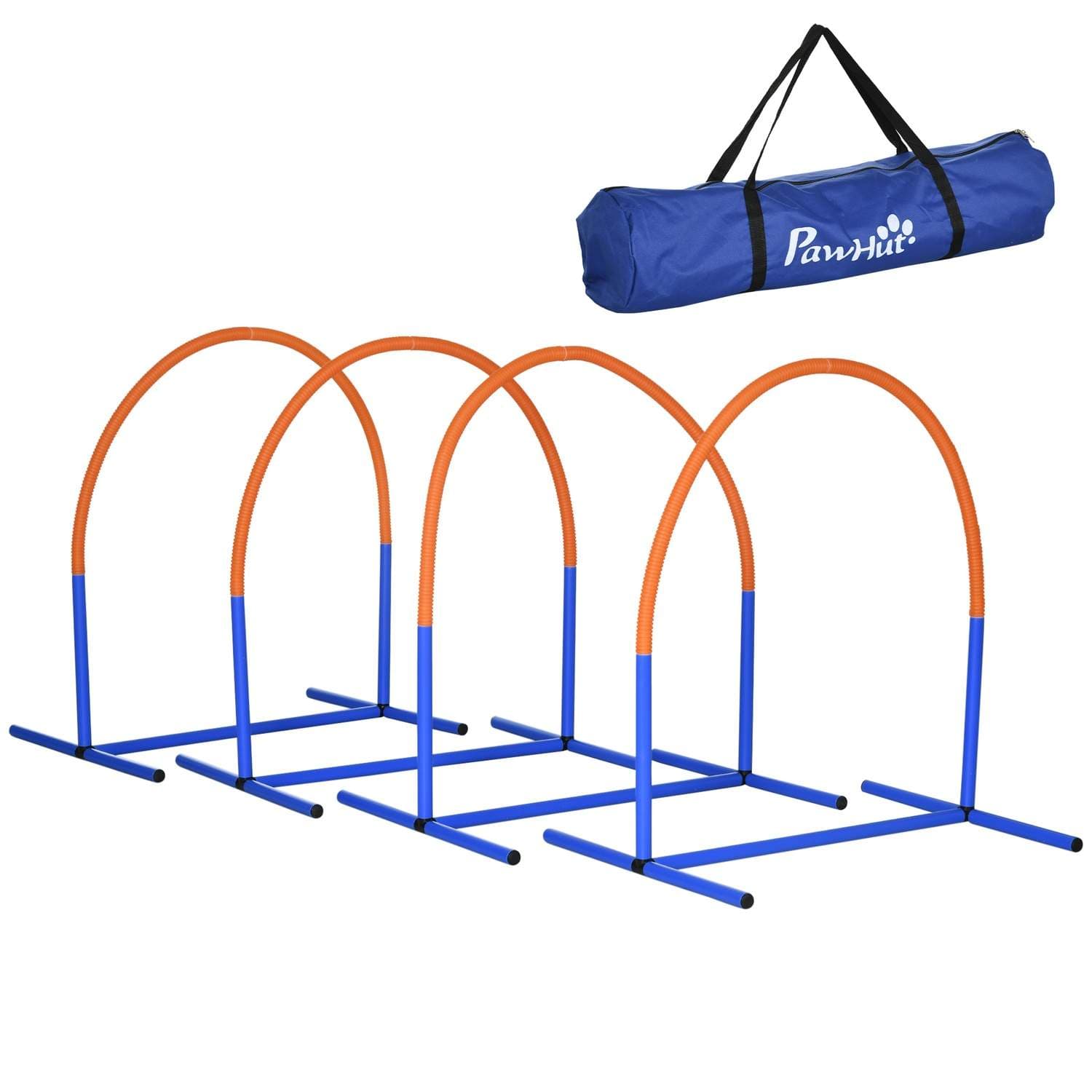 4-delt Hunde Agility Sæt med Bæretaske - Blå/Orange