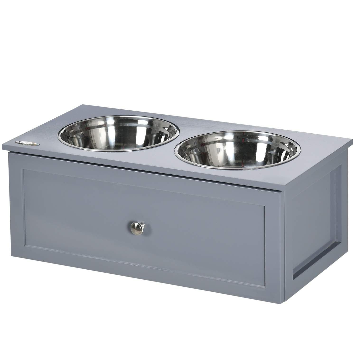 Dobbelt skål Hundemad station Rustfrit Stål Medium