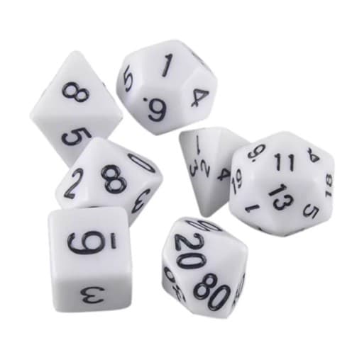 7-pack terninger til Dungeons and Dragon og andre spil (Hvid)
