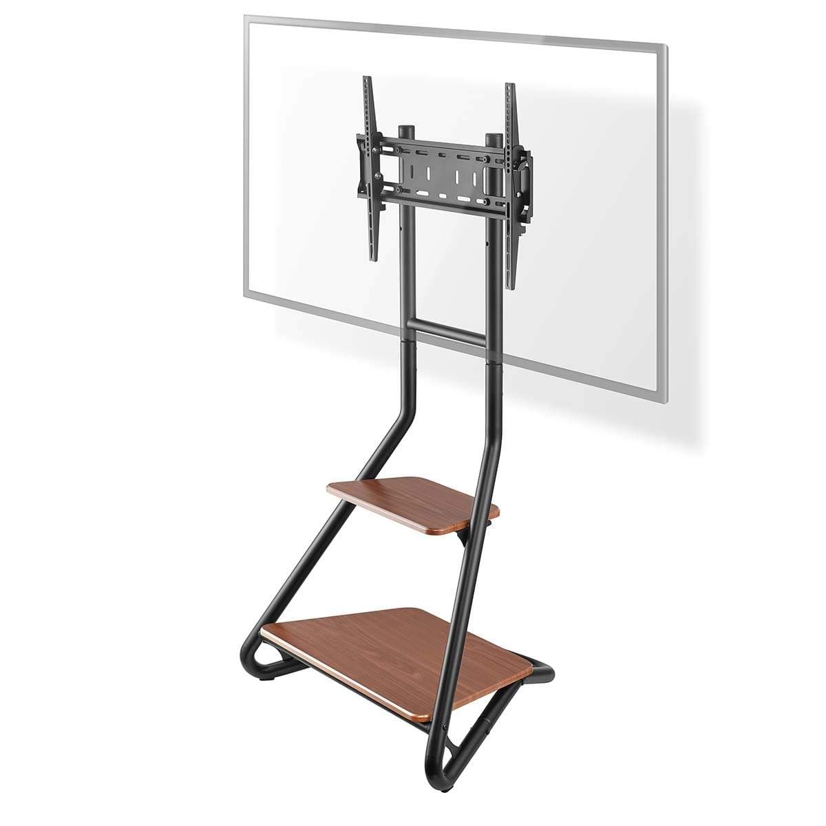 TV Gulv Stand | 37 - 75 " | Maksimal vægt: 40 kg | Bauhaus Design | Justerbare forudfastsatte højder | MDF / Stål | Brun / Sort