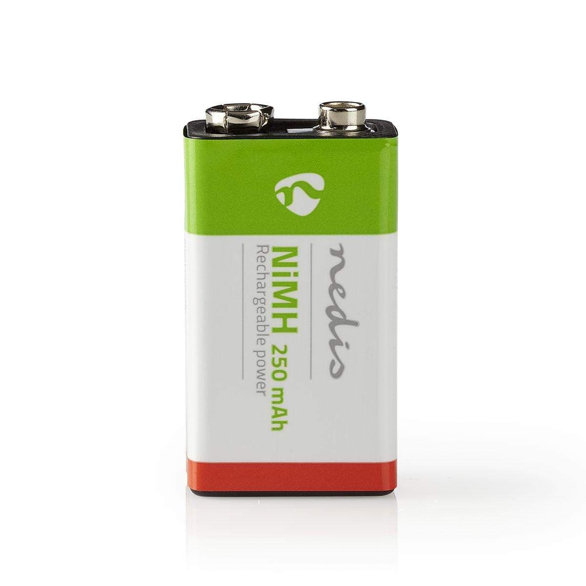 Genopladelige Ni-MH batteri E-Block | 8.4 V DC | 250 mAh | Forudladet | 1-Blister | 6LR61 | Grøn / Rød