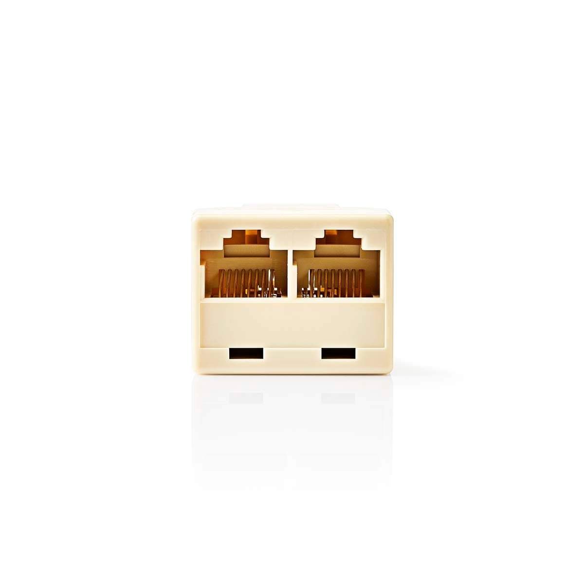 Telecom Network Splitter | RJ45 Hun | 2x RJ45 Female | Nikkelplateret | Elfenben | PVC | Box