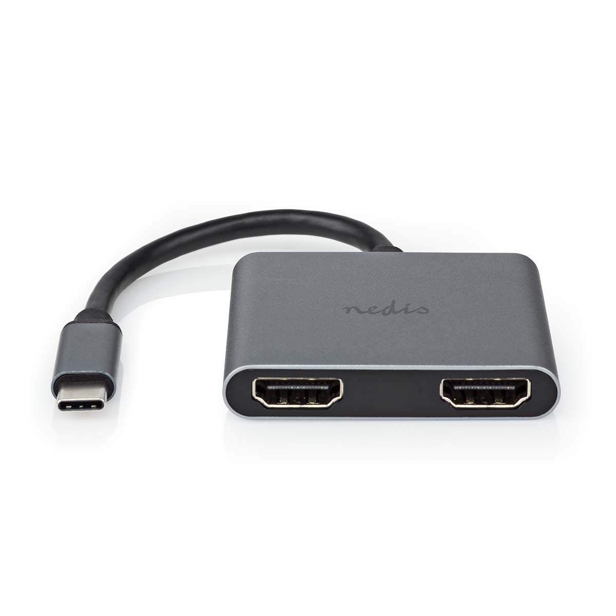 USB-C™ Adapter | USB 3.2 Gen 1 | USB-C™ Han | 2x HDMI™ | 4K@30Hz | 0.10 m | Runde | Nikkelplateret | PVC | Sort | Box