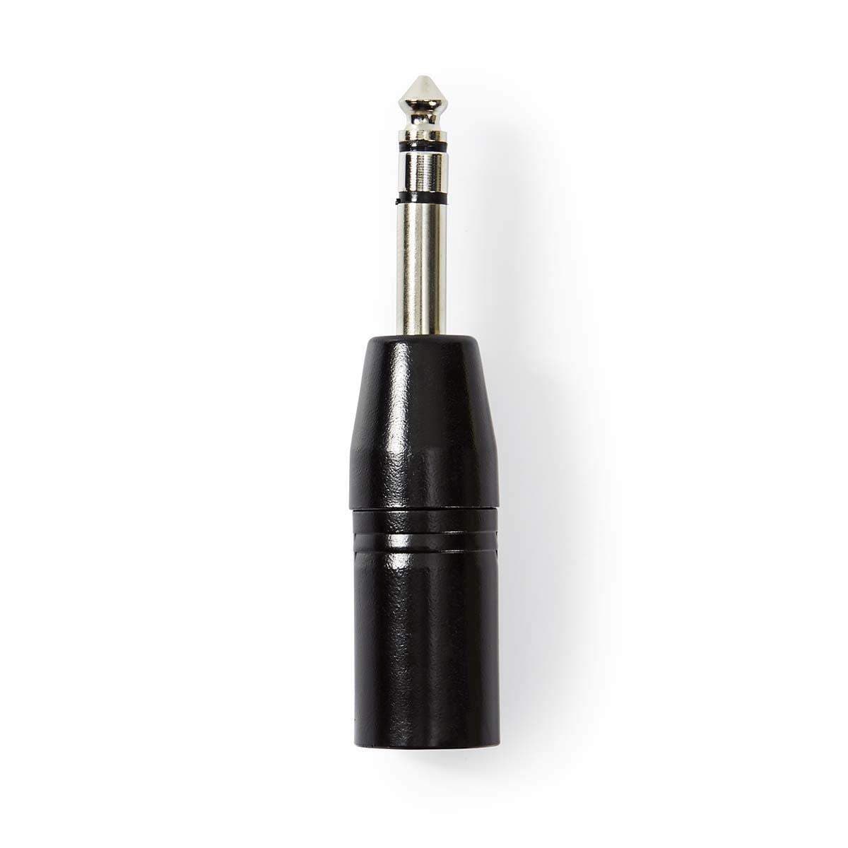 XLR adapter | XLR 3-Pin Han | 6.35 mm Hanstik | Nikkelplateret | Lige | Metal | Sort | 1 stk. | Plastikpose
