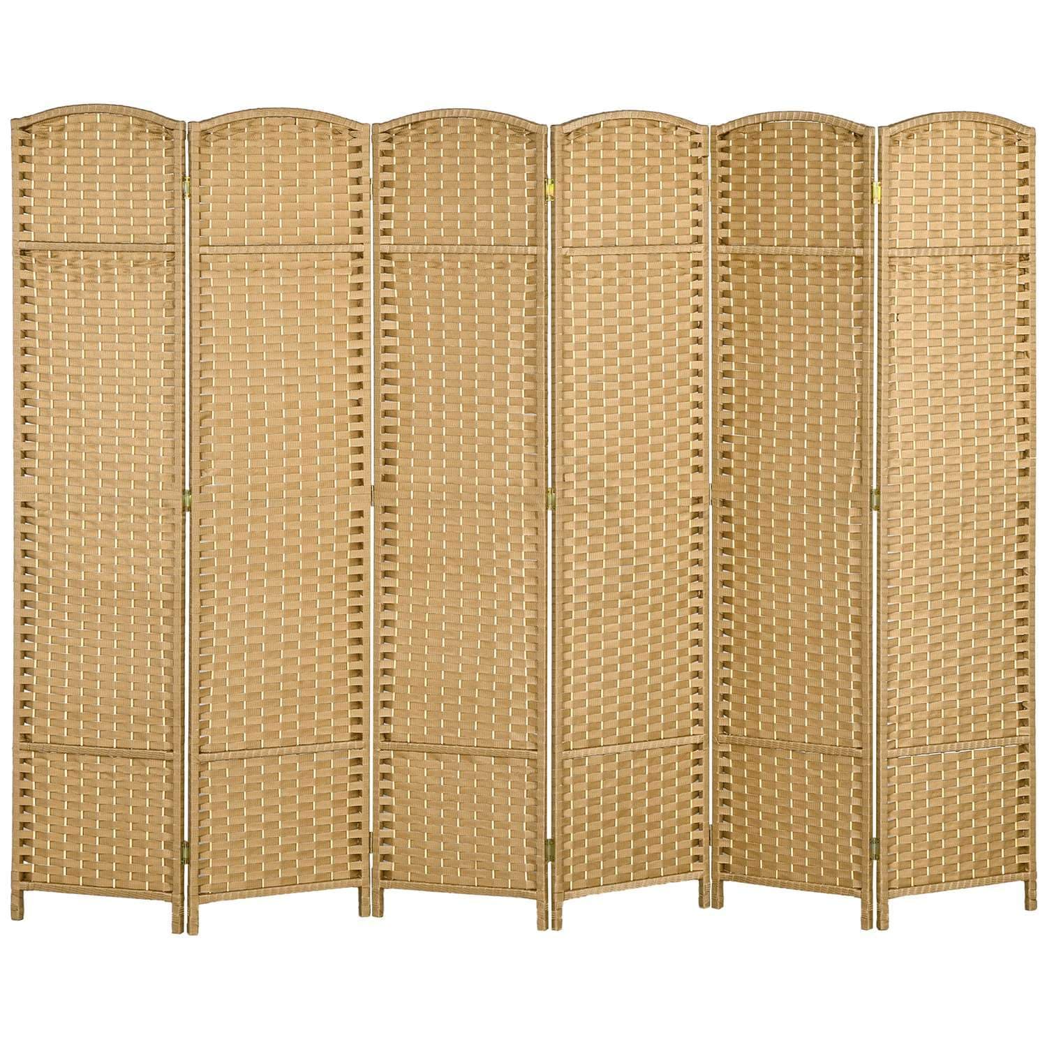 Skærm 6-delt 240 x 170 cm Rumdeler Lavet af bambus, foldbar Skærm Rumdeler Privatskærm til Stue Naturlig Aosom