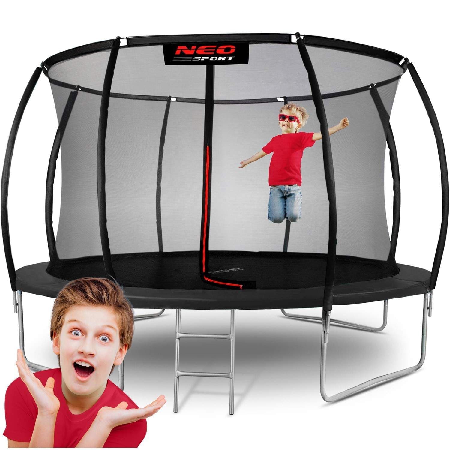 Trampolin til haven 12ft/374cm med indvendigt sikkerhedsnet Neo-Sport