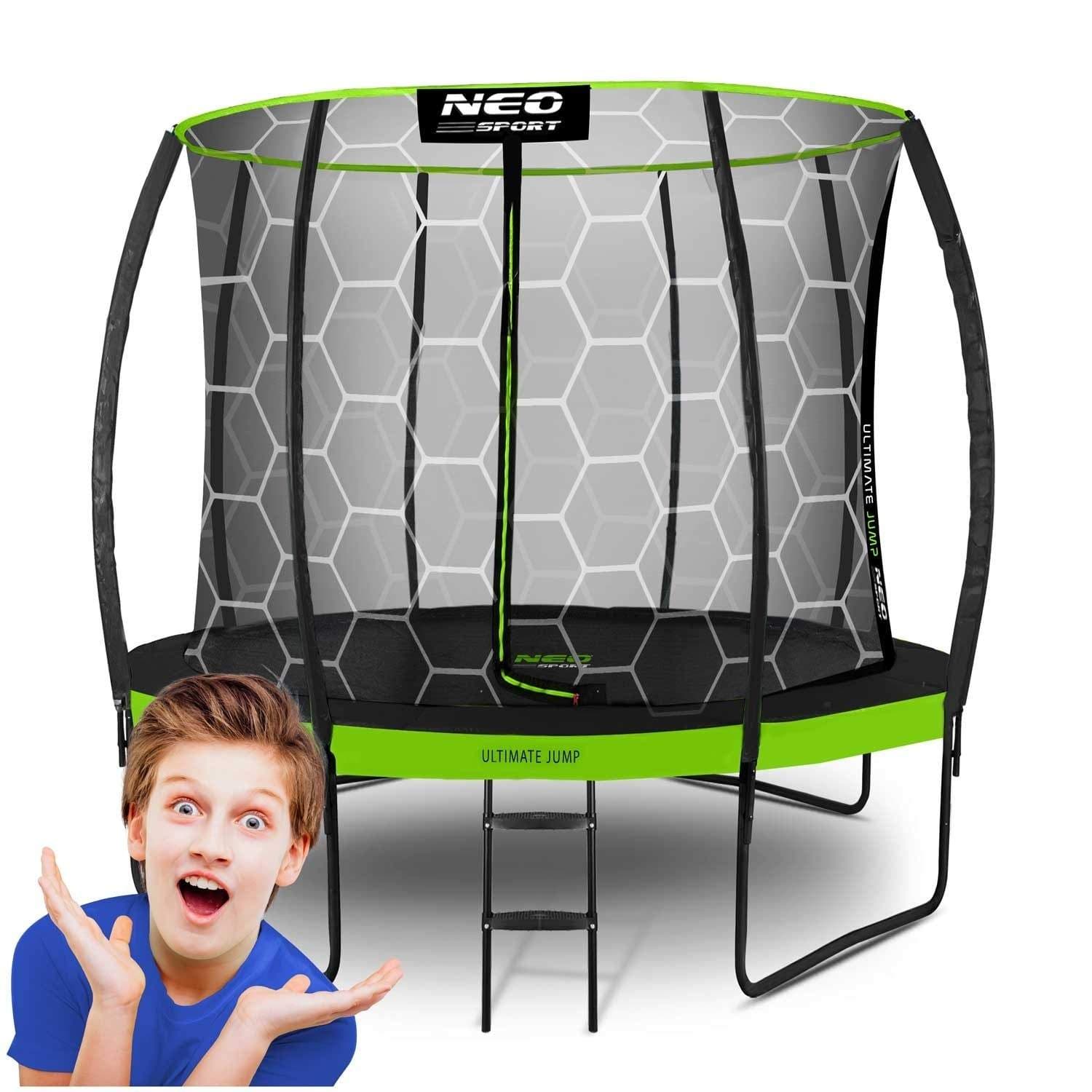 Profiltrampolin til haven 8ft/252cm med indvendigt beskyttelsesnet Neo-Sport