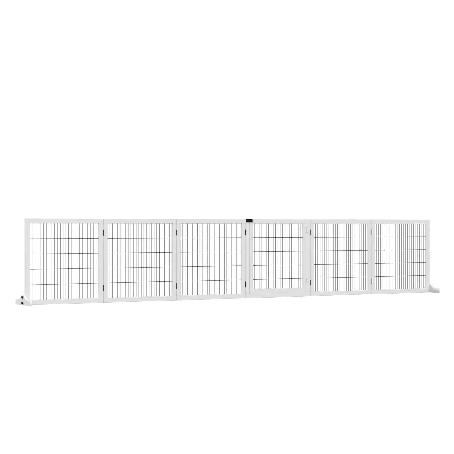 Hundespærre, justerbar sikkerhedslåge med fødder, 432 x 70 cm hundelåge i træ, foldbar trappelåge, hundespærre til trapper, døre