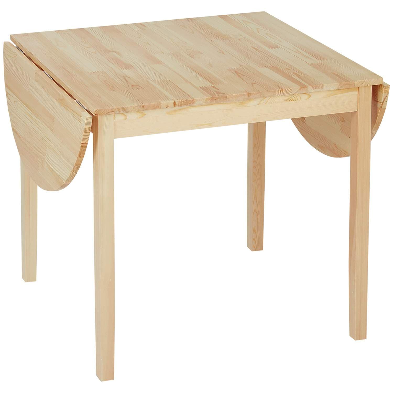 Træ spisebord, foldbart køkkenbord til 6 personer med drop-leaf design, 140 x 70 x 75 cm, naturligt træ