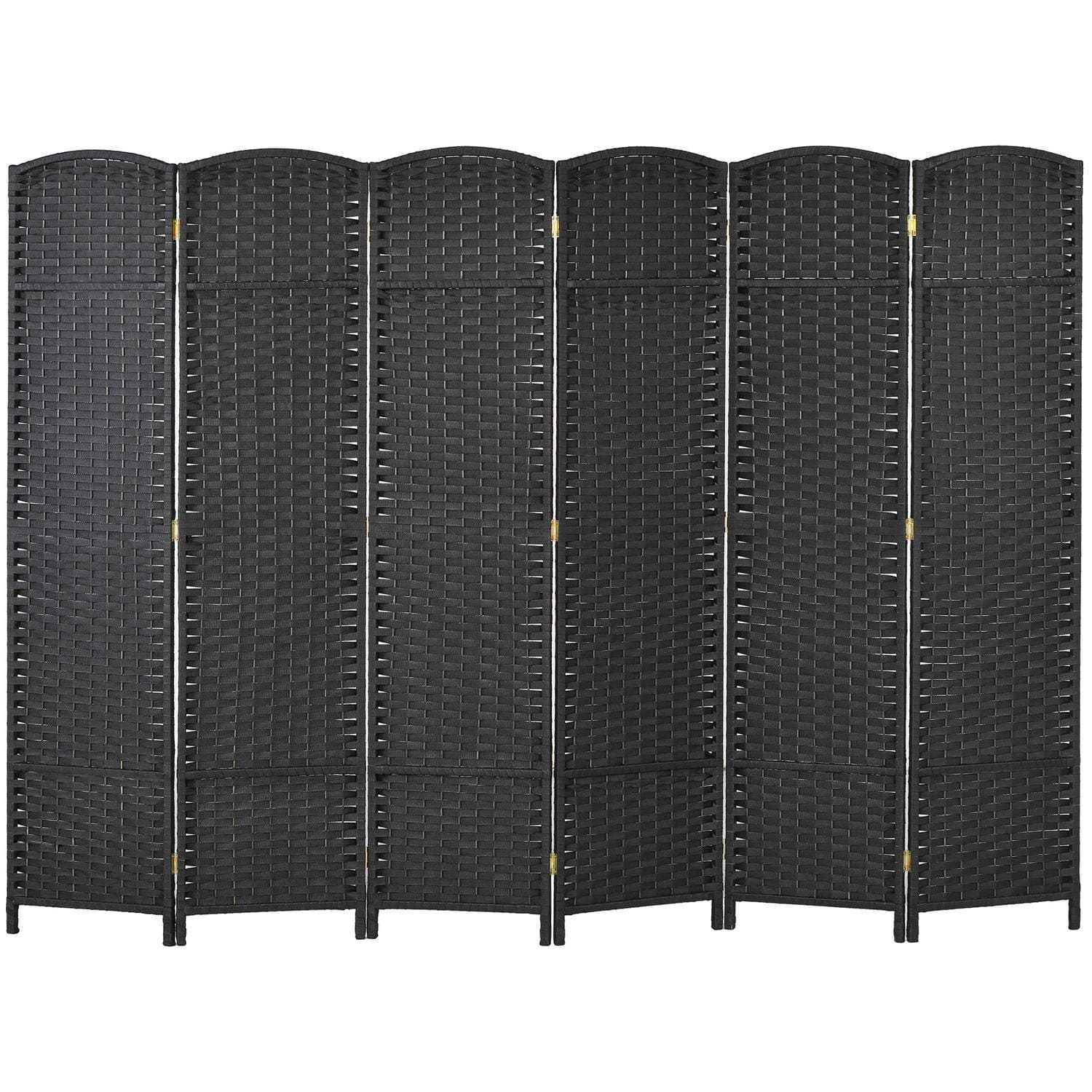 6-panel rumdeler, foldbar privatskærm, privatskærm til stue, soveværelse, hjemmekontor, sort