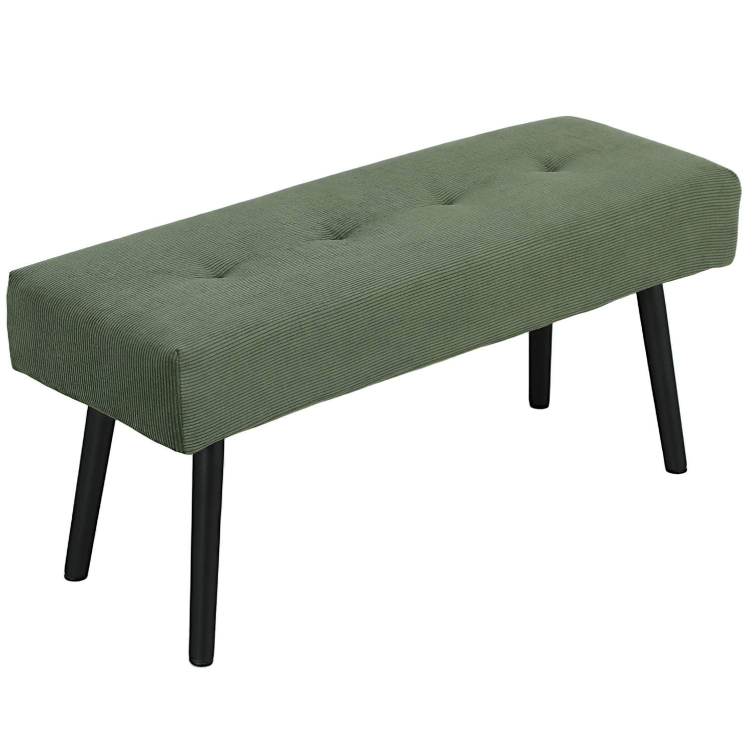 Polstret bænk med fløjlsbetræk, sengebænk med metalben, skobænk 100 x 36 x 45 cm Grøn