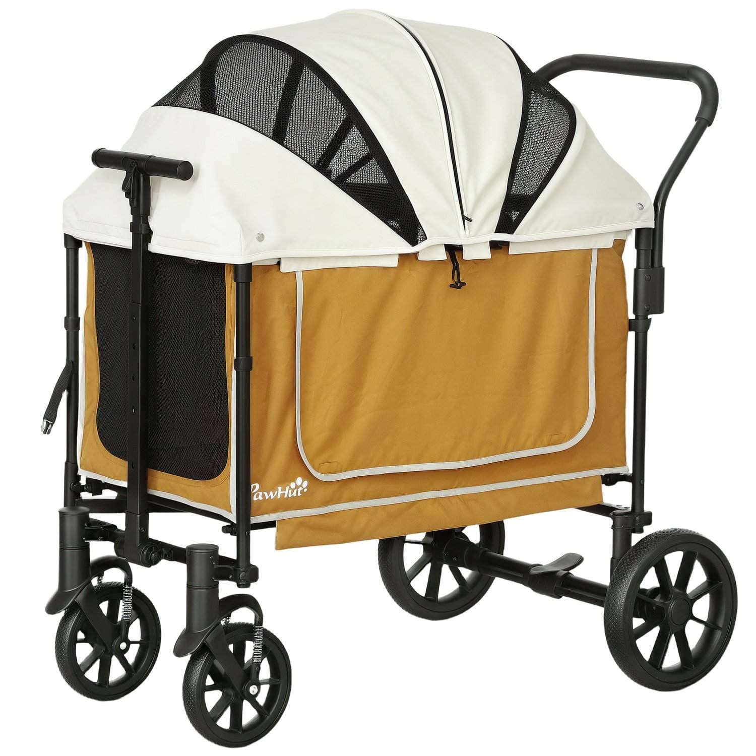 Hundevogn foldbar til hunde og katte op til 30 kg 110 x 65 x 102 cm brun