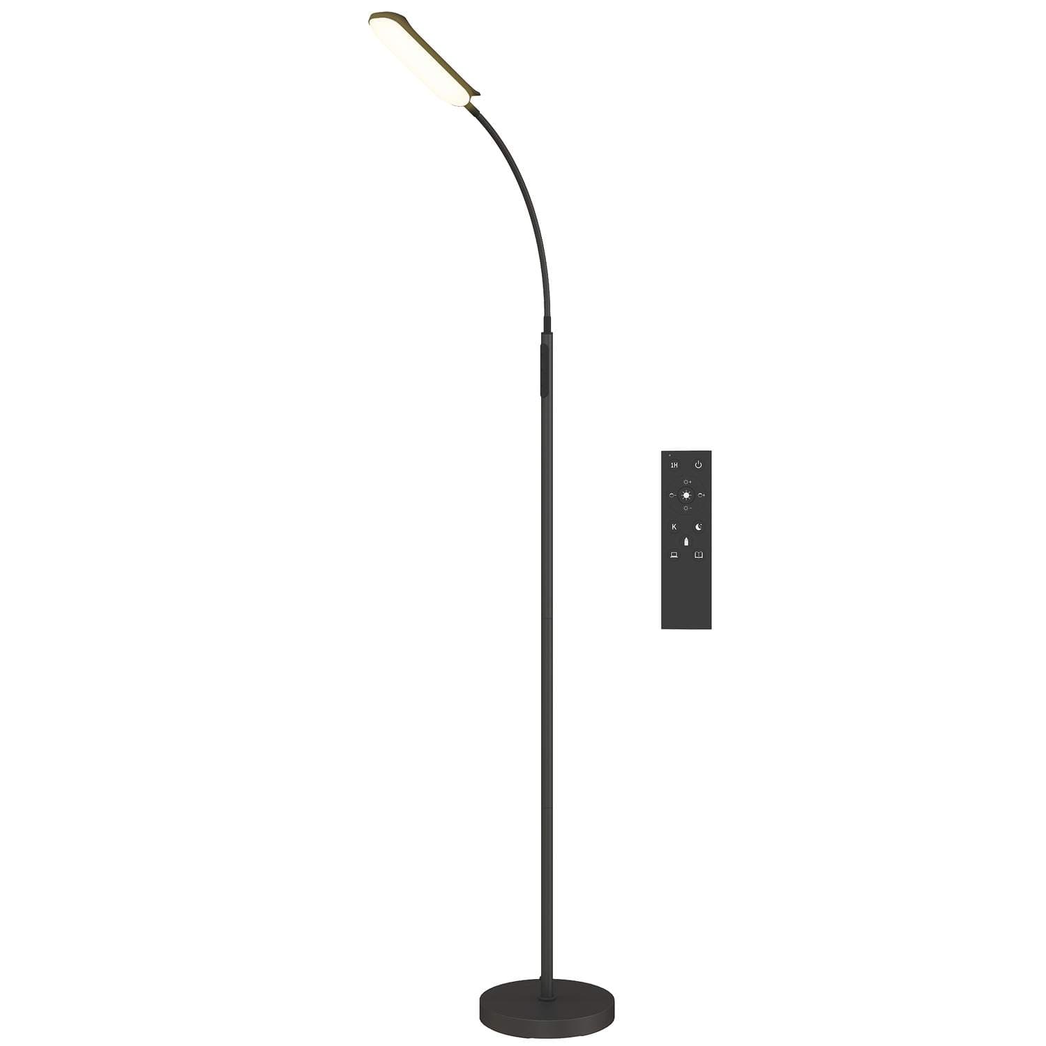 LED gulvlampe, 5 tilstande, hukommelsesfunktion, justerbar lysstyrke, stål, sort