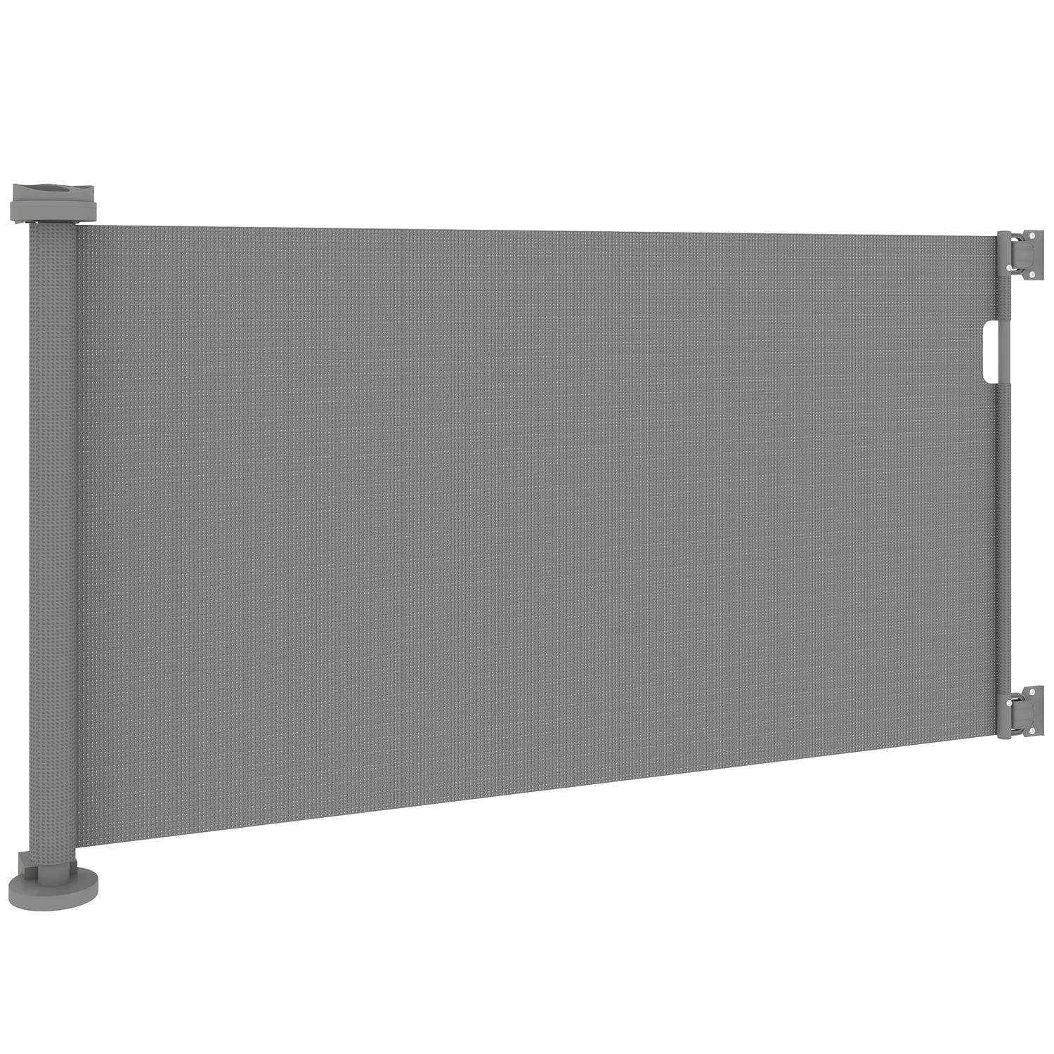 Trappeport udtrækbar 0-136cm 87 cm høj dørlåge til kæledyr 142 x 10 x 87 cm grå