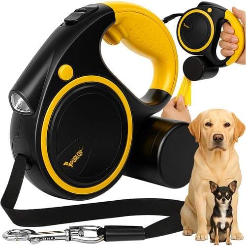 Automatisk hundesnor med LED lommelygte, 5m, 10-25kg