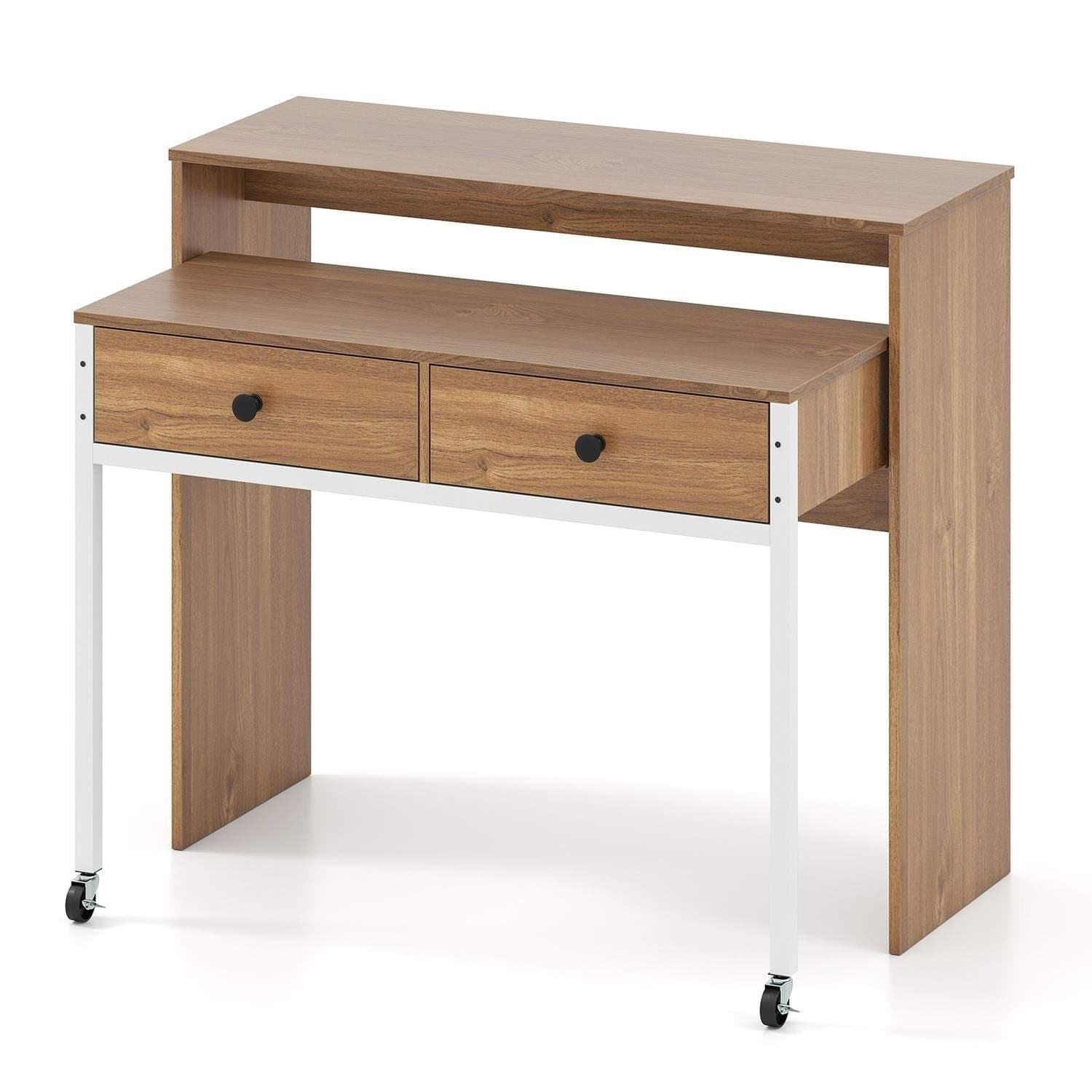 Udvidbart skrivebord med skuffer og hjul – pladsbesparende design