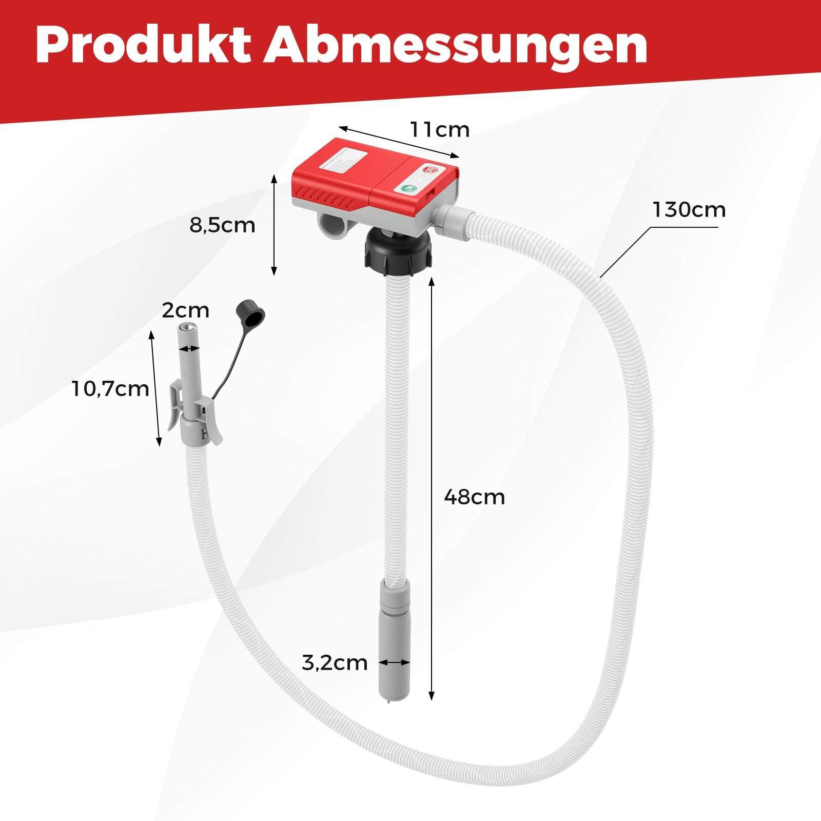 Brændstofoverførselspumpe med autostopsensor – 3 adaptere, USB/batteridrevet