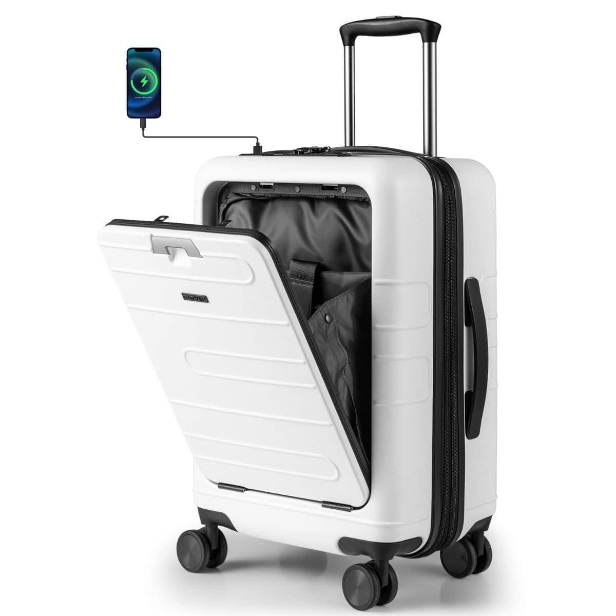 Udvidelig 20-tommer letvægts PC Hardshell Kuffert – Hvid