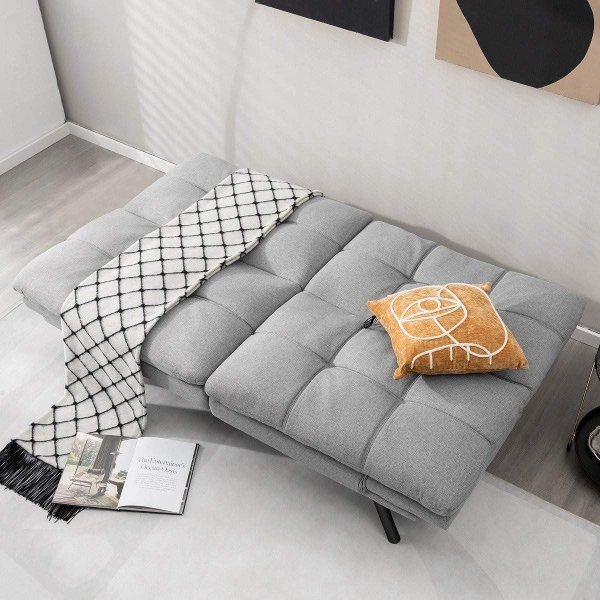 Cabriolet grå futon sovesofa – Justerbar ryg og arme