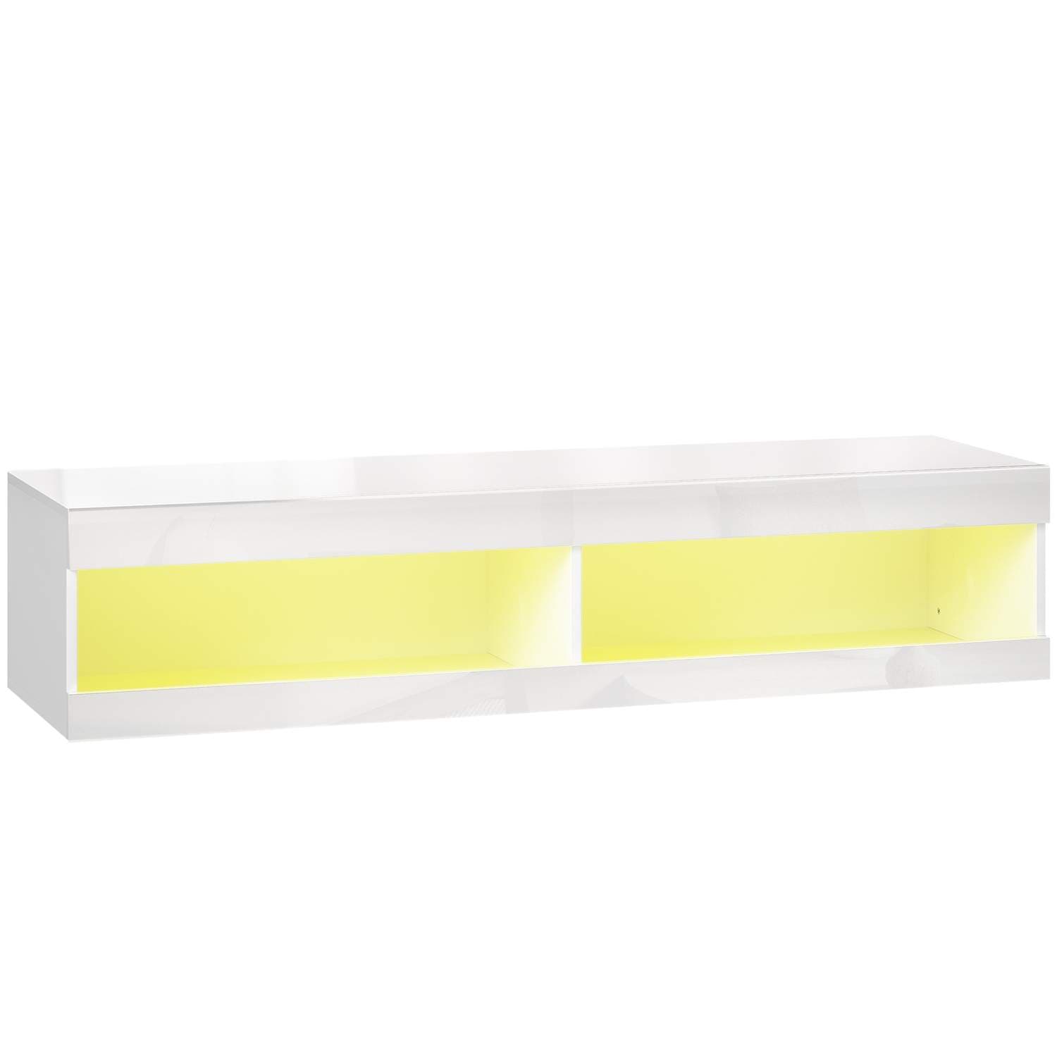 Svævende TV-bord med RGB LED, 55-60 tommer, blank hvid