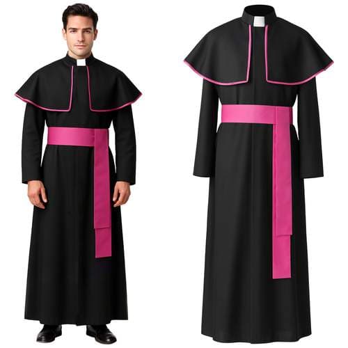 Biskopkostume XL/XXL, præstekjole og kappe til voksne