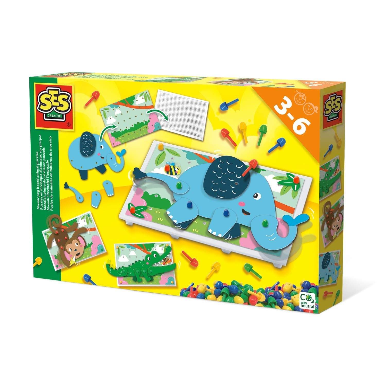 Ses Mosaic Peg Board Dyrepuslespil