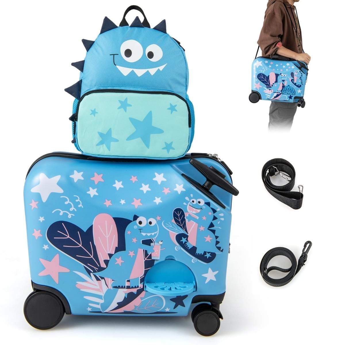 Børne Dinosaur Bagagesæt – Trolley & Rygsæk, 12" + 18"