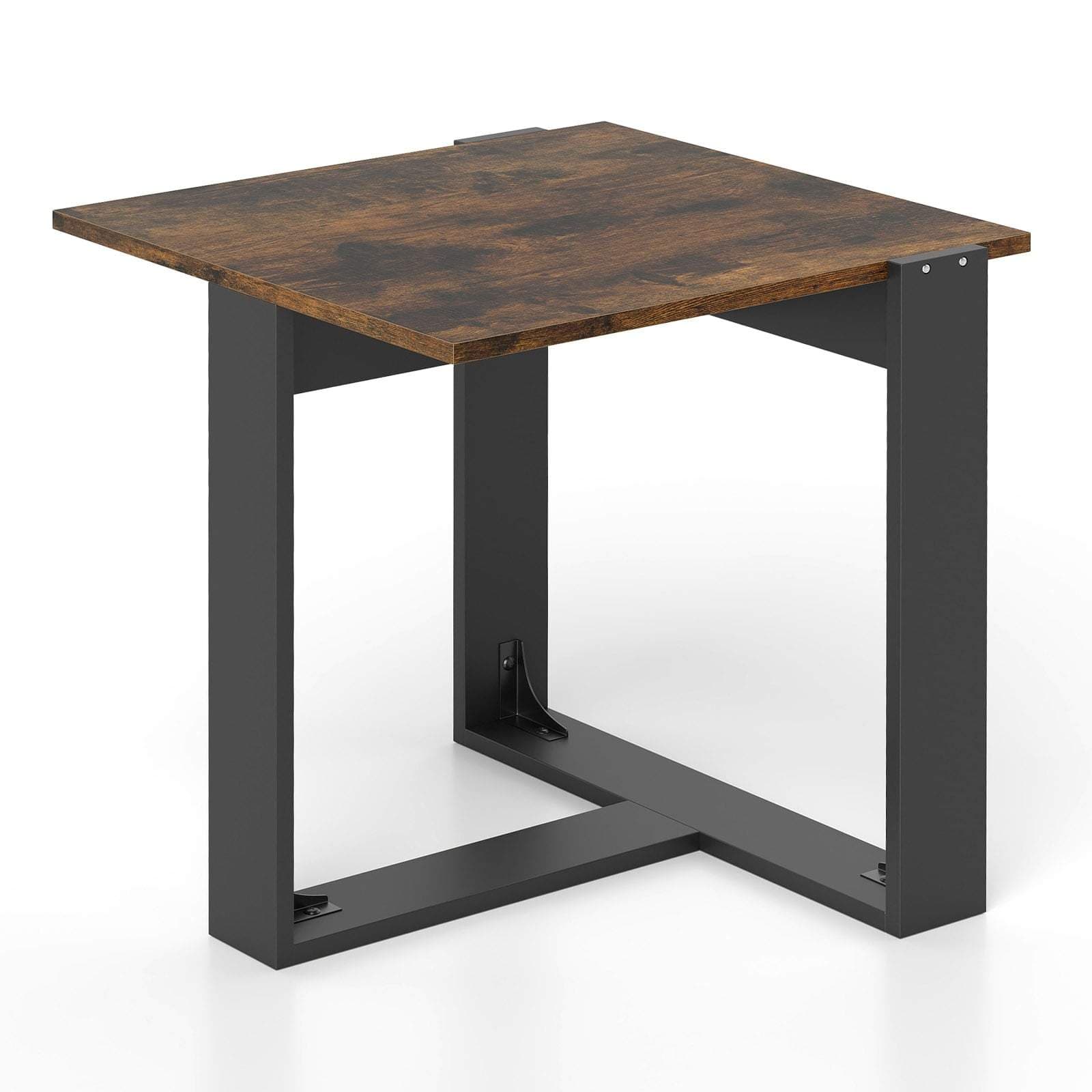 Firkantet sidebord – industriel metalbase, pladsbesparende design