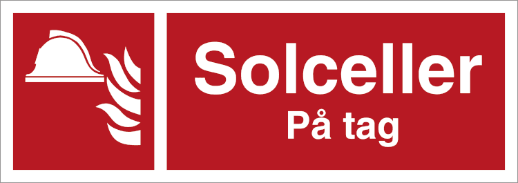 Brandskilt - Solceller på tag - Vinyl klistermærke - 105 x 297 mm