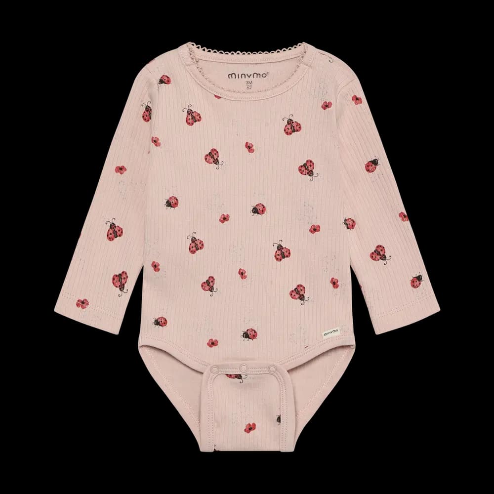 Langærmet Rib Body m. Print - Peach Whip - 62